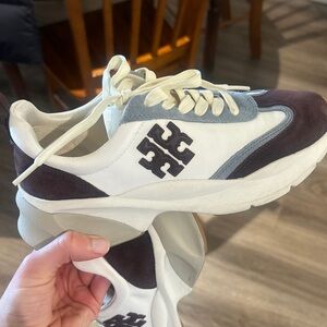 Tory Burch White and Gray Sneakers